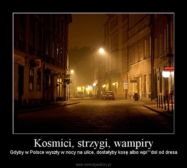 Kosmici, strzygi, wampiry – Gdyby w Polsce wyszły w nocy na ulice, dostałyby kosę albo wpi**dol od dresa 