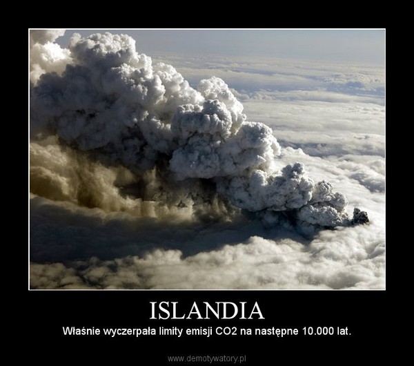 ISLANDIA – Właśnie wyczerpała limity emisji CO2 na następne 10.000 lat. 