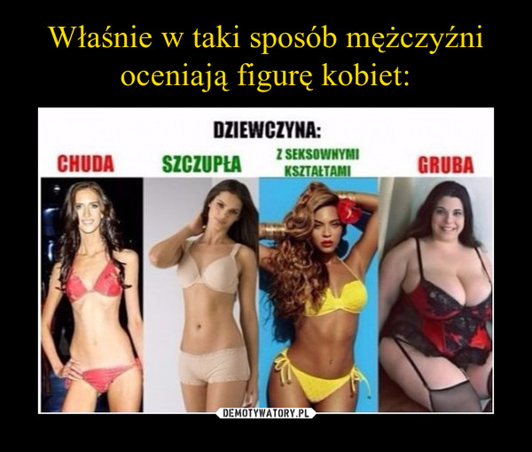 Właśnie w taki sposób mężczyźni oceniają figurę kobiet: – Demotywatory.pl