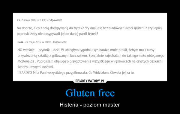 Gluten free – Histeria - poziom master 