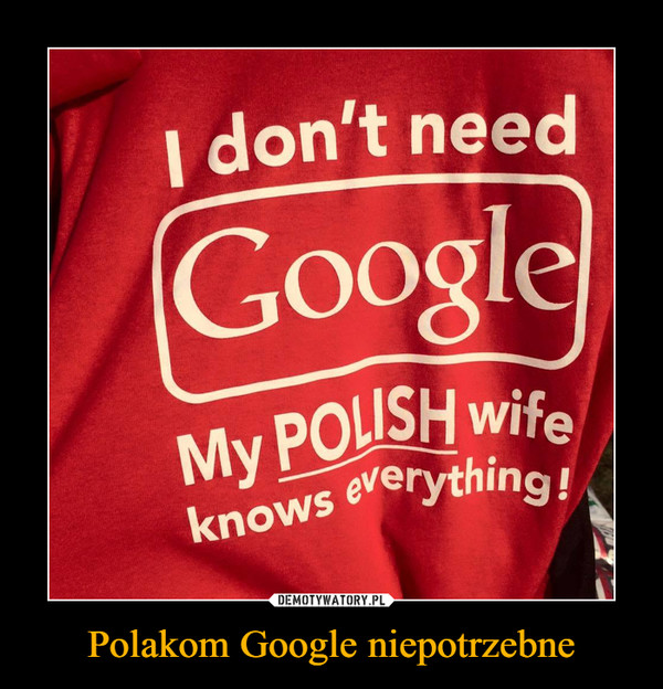 Polakom Google niepotrzebne –  I don't need GoogleMy POLISH wife knows everything!