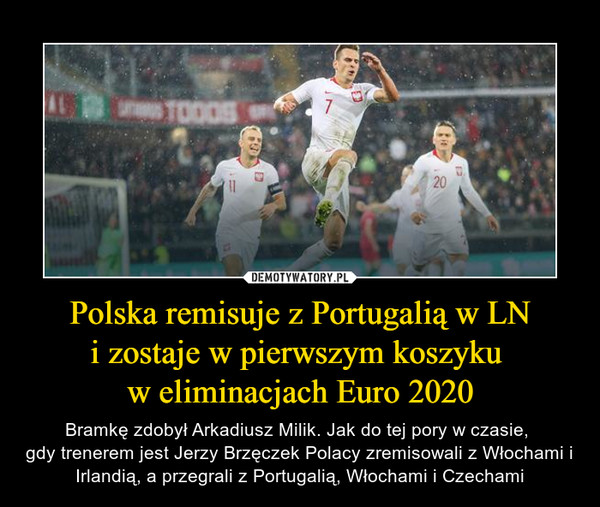 Polska remisuje z Portugalią w LN
i zostaje w pierwszym koszyku 
w eliminacjach Euro 2020