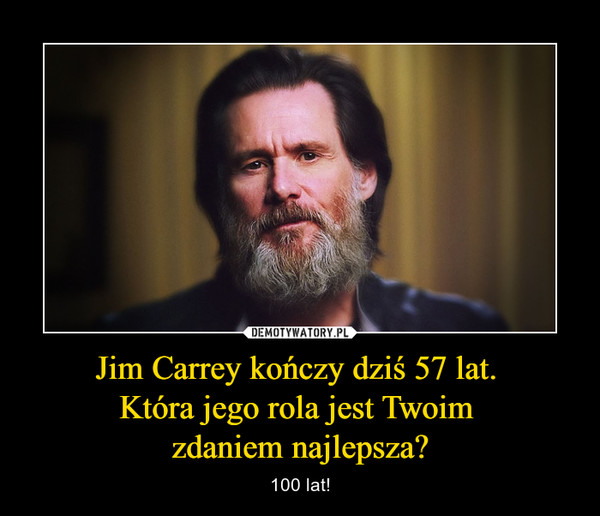 Jim Carrey kończy dziś 57 lat. Która jego rola jest Twoim zdaniem najlepsza? – 100 lat! 