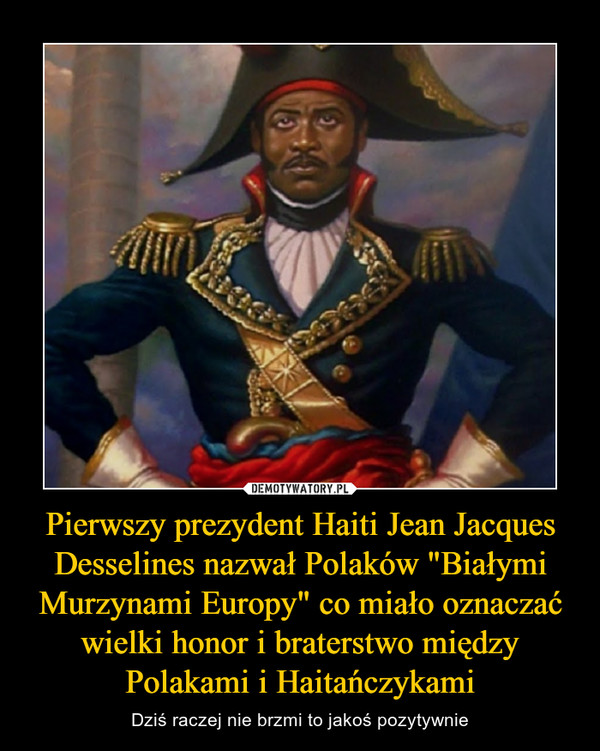 Pierwszy prezydent Haiti Jean Jacques Desselines nazwał Polaków "Białymi Murzynami Europy" co miało oznaczać wielki honor i braterstwo między Polakami i Haitańczykami