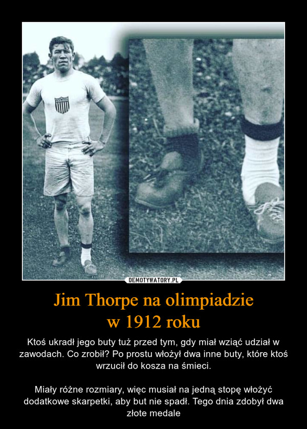 Jim Thorpe na olimpiadzie
w 1912 roku