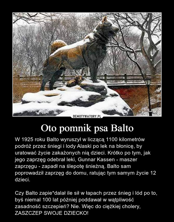 Oto pomnik psa Balto