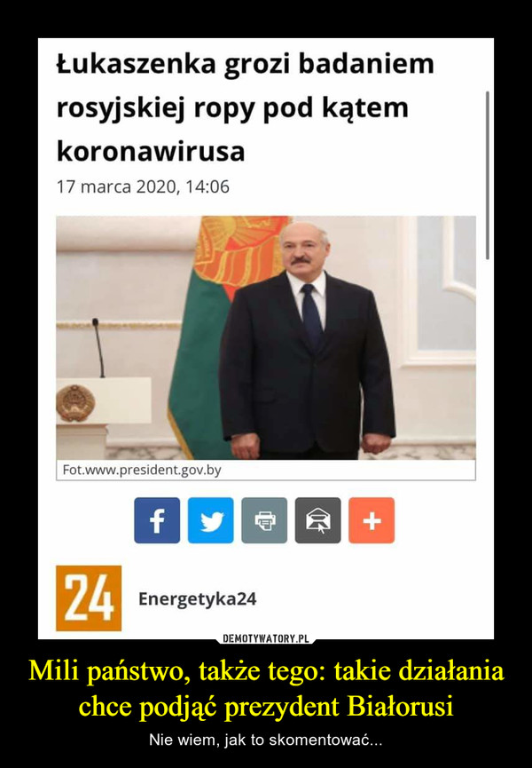 Mili państwo, także tego: takie działania chce podjąć prezydent Białorusi