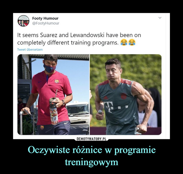 Oczywiste różnice w programie treningowym –  Footy Humour©FoolyHumourIt seems Suarez and Lewandowski have been oncompletely different training programs.