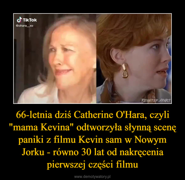 66-letnia dziś Catherine O'Hara, czyli "mama Kevina" odtworzyła słynną scenę paniki z filmu Kevin sam w Nowym Jorku - równo 30 lat od nakręcenia pierwszej części filmu –  