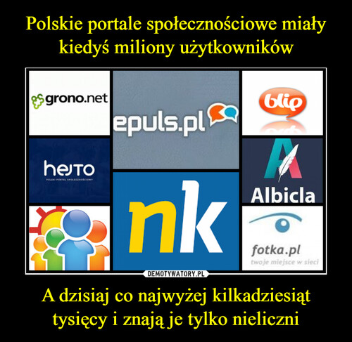 Polskie portale społecznościowe miały kiedyś miliony użytkowników A dzisiaj co najwyżej kilkadziesiąt tysięcy i znają je tylko nieliczni