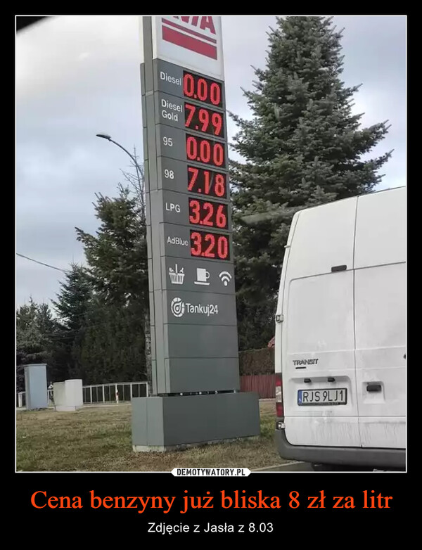 Cena benzyny już bliska 8 zł za litr – Zdjęcie z Jasła z 8.03 