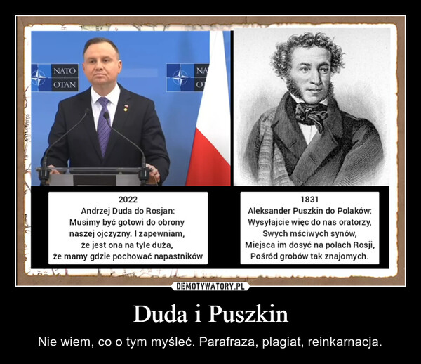 Duda i Puszkin – Nie wiem, co o tym myśleć. Parafraza, plagiat, reinkarnacja. 