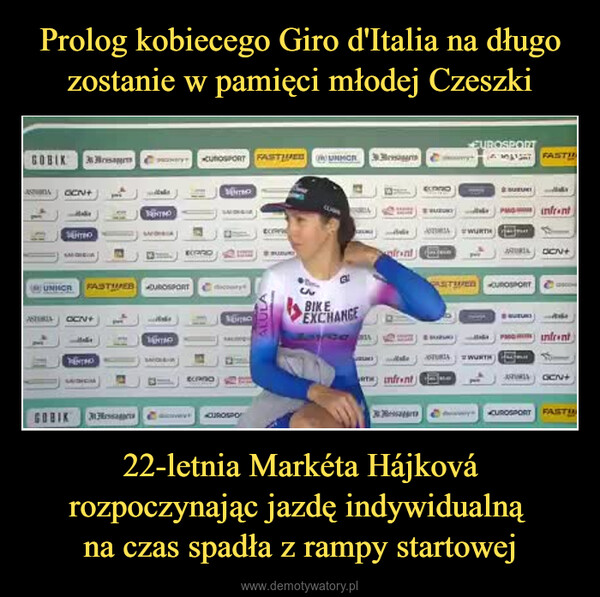 22-letnia Markéta Hájková rozpoczynając jazdę indywidualną na czas spadła z rampy startowej –  