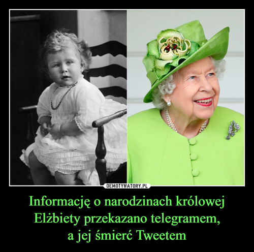 Informację o narodzinach królowej
Elżbiety przekazano telegramem,
a jej śmierć Tweetem
