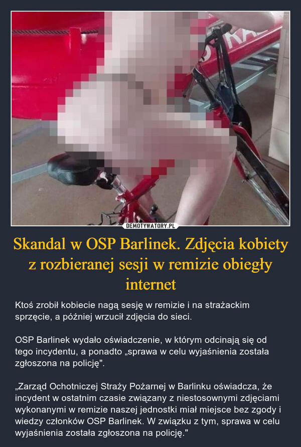 Skandal w OSP Barlinek. Zdjęcia kobiety z rozbieranej sesji w remizie obiegły internet