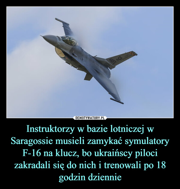 Instruktorzy w bazie lotniczej w Saragossie musieli zamykać symulatory F-16 na klucz, bo ukraińscy piloci zakradali się do nich i trenowali po 18 godzin dziennie –  480FS
