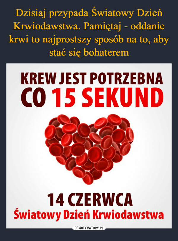  –  KREW JEST POTRZEBNACO 15 SEKUND14 CZERWCAŚwiatowy Dzień Krwiodawstwa