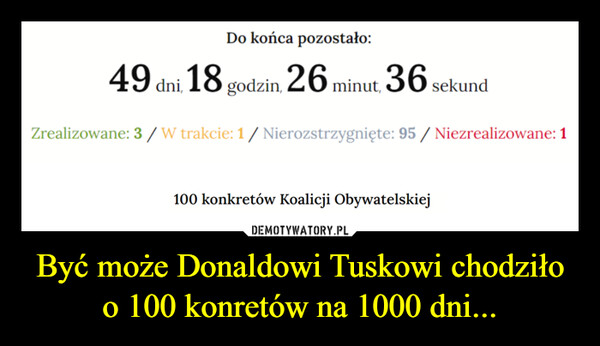 Być może Donaldowi Tuskowi chodziło o 100 konretów na 1000 dni...