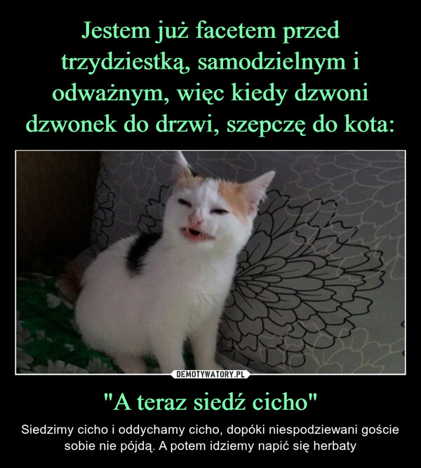 "A teraz siedź cicho" – Siedzimy cicho i oddychamy cicho, dopóki niespodziewani goście sobie nie pójdą. A potem idziemy napić się herbaty 